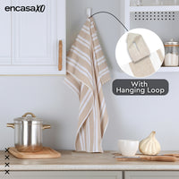 Cotton Franca Beige Stripes Kitchen Towel (Pack of 4)