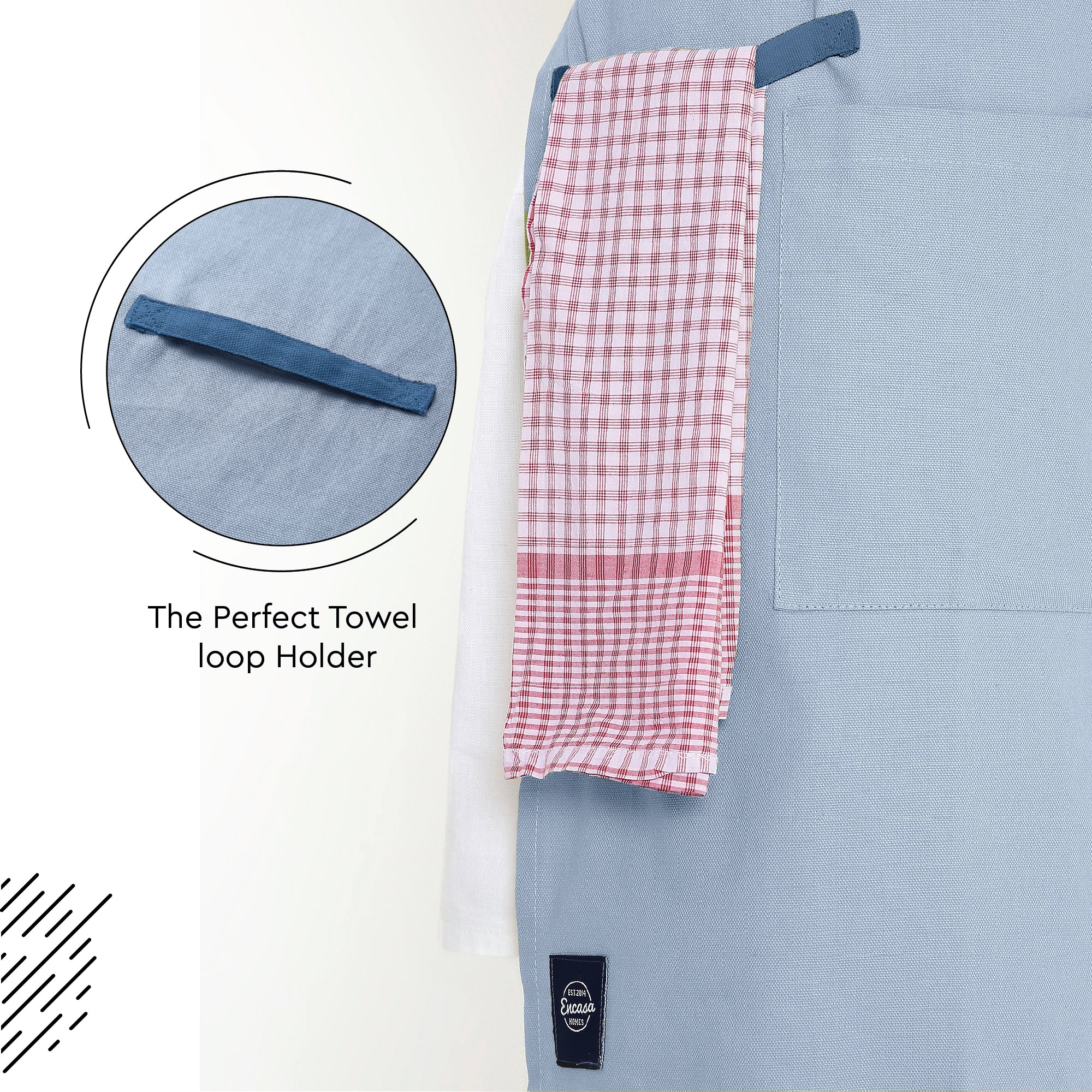 Yarn Dyed Cotton B Grey & Cobalt Blue Apron (Pack of 1)