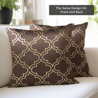 Blackout Polyester Trellis Coffee Cushion Cover (Pack of 2)