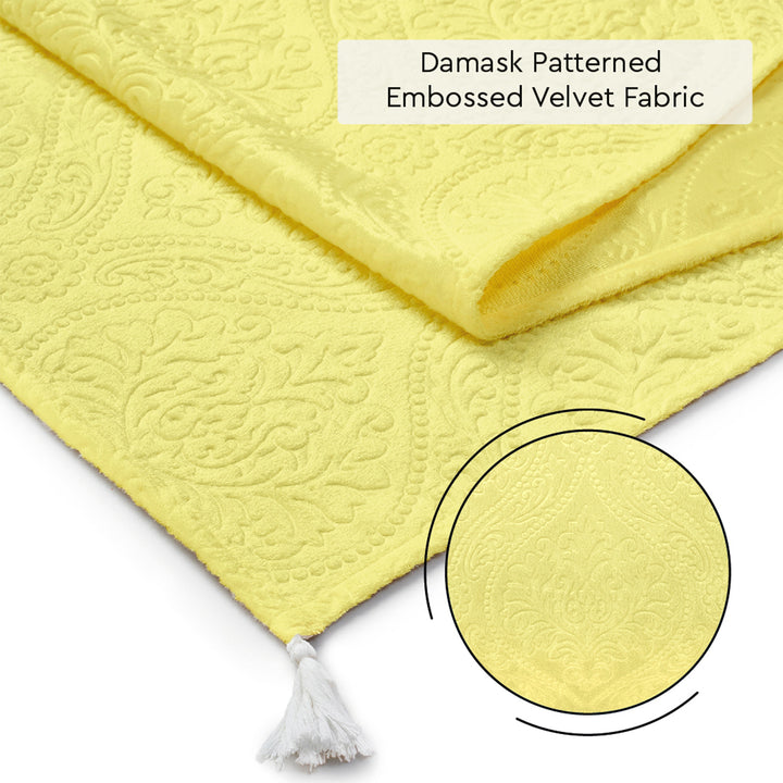 Embossed Velvet Pale Lime Table Runner