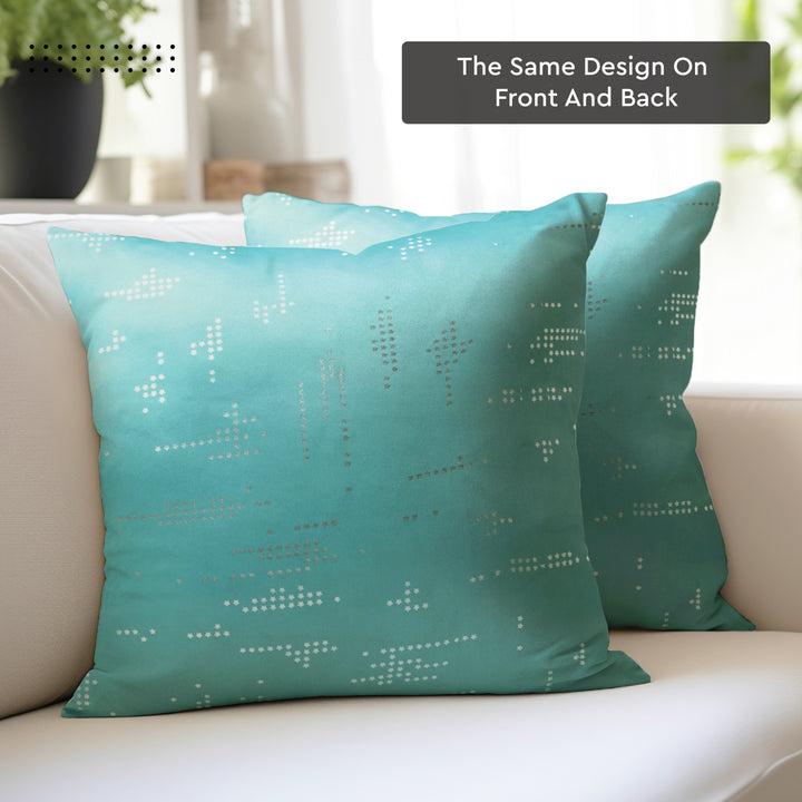 Blackout Polyester Citylight Teal Cushion Cover (Pack of 2)