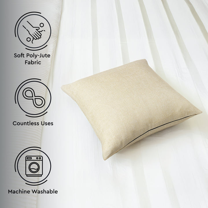 Jute Cherry Cream Cushion Cover (Pack of 2)