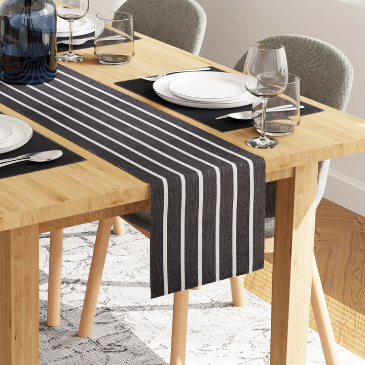Cotton Roma Grey Table Runner+Placemat (Pack of 5)