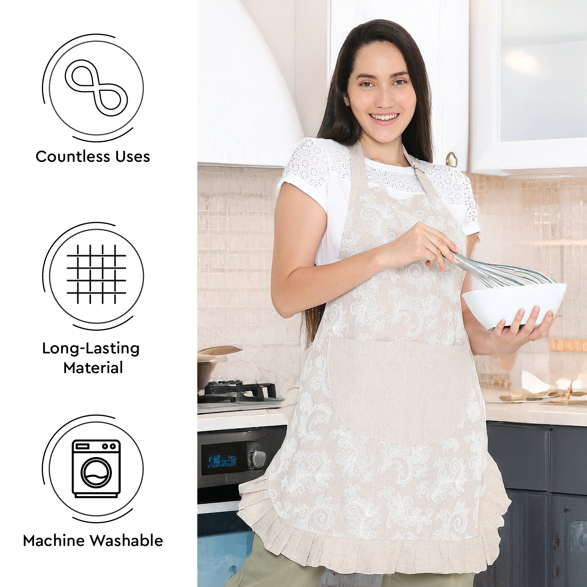 Cotton Beige Apron (Pack of 1)