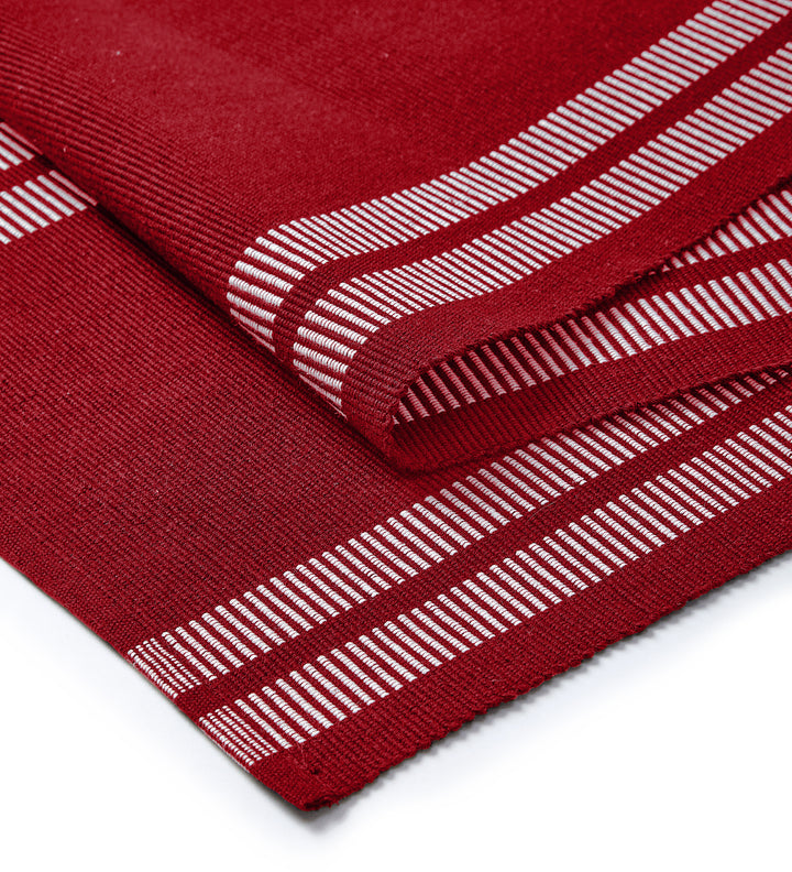 Cotton Ladder Red Table Runner (Pack of 1)