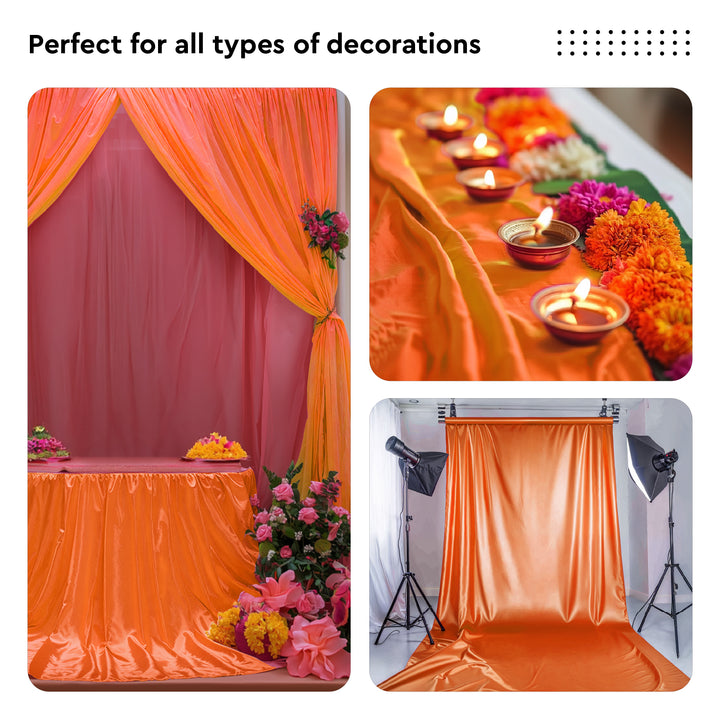 Satin Polyester Silk Orange Fabric