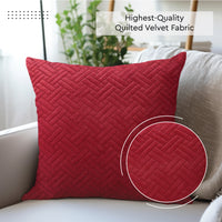 Quilted Velvet Red Cushion Cover (Pack of 1)