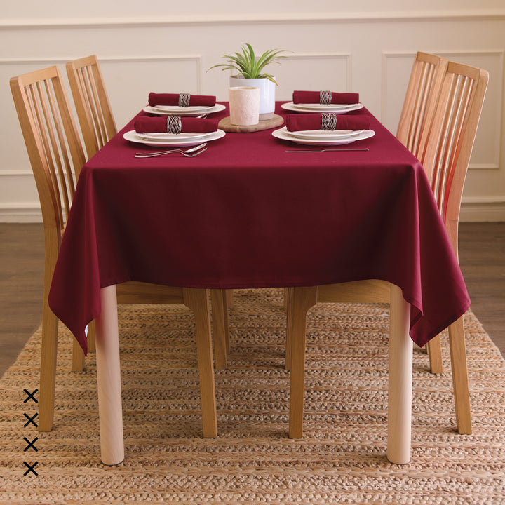 Cotton Rich Maroon Table Cloth (Pack of 1)
