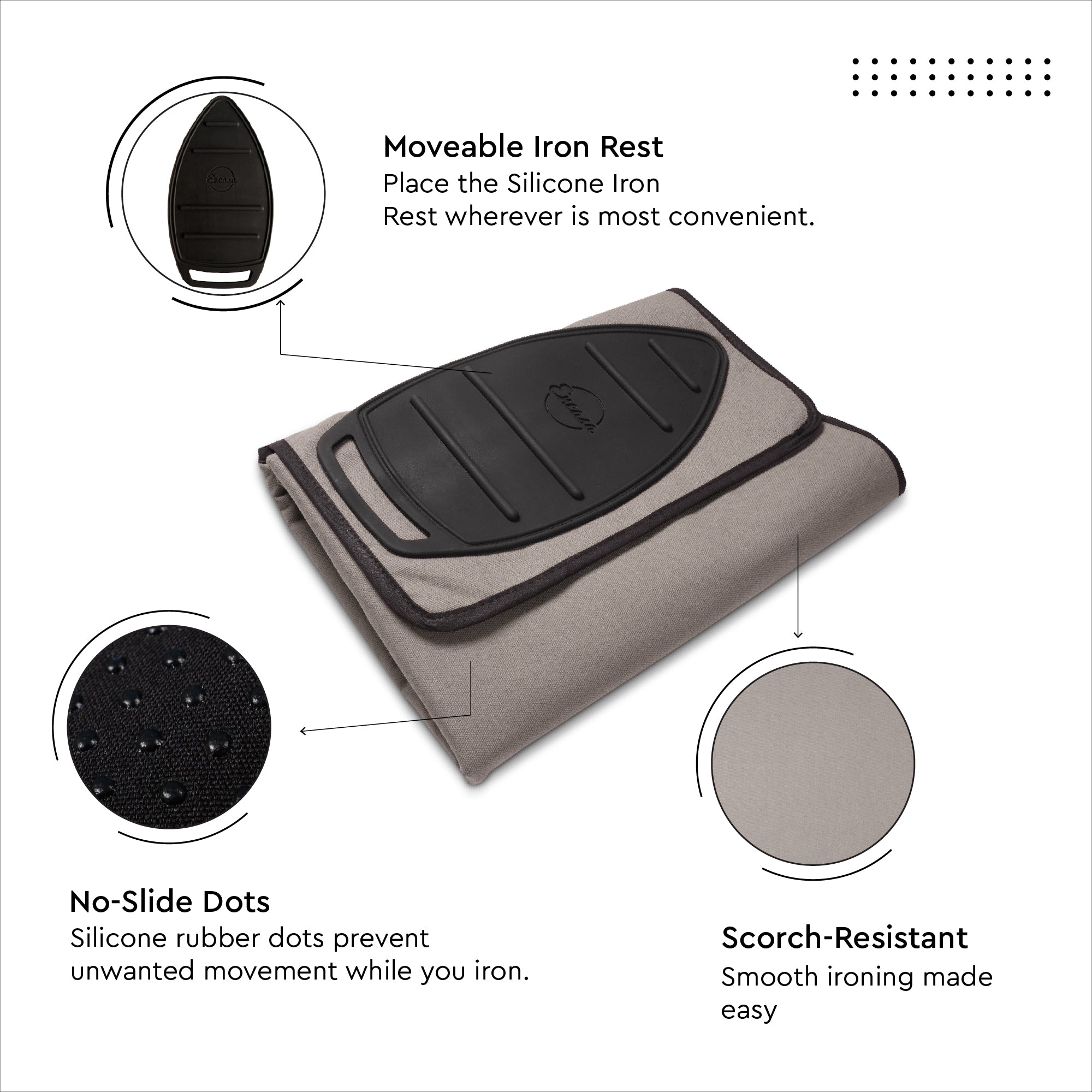 Cotton Beige Luxury Anti-Slip & Table Protector Ironing Mat (Pack of 1)