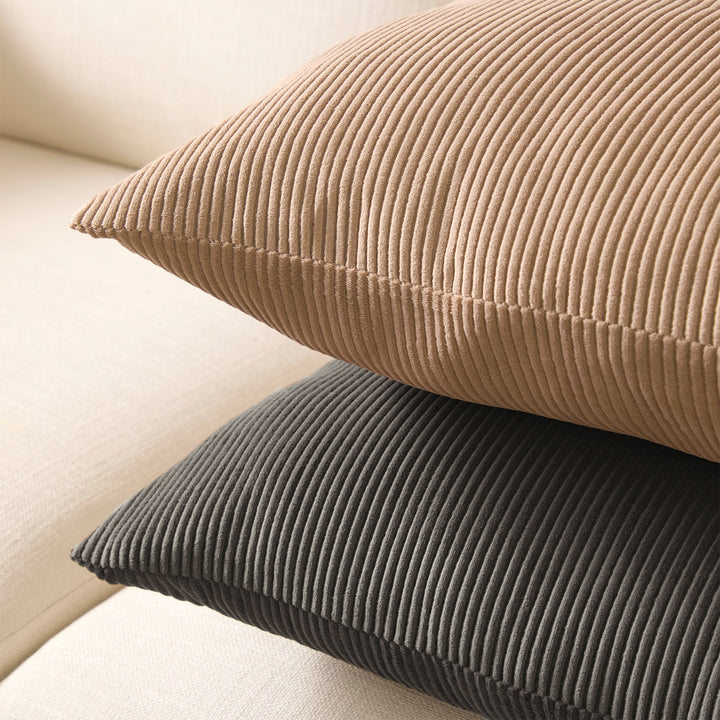 Corduroy Dark Grey Cushion Cover (Pack of 2)