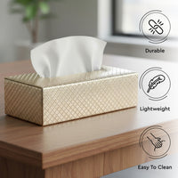 PU Leather Light Gold Tissue Box (Pack of 1)