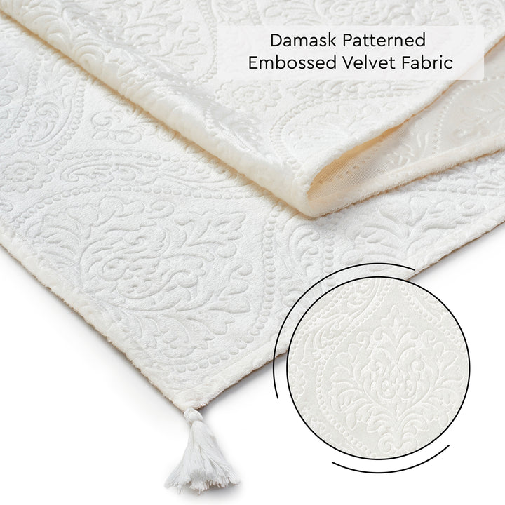 Embossed Velvet Cream Table Runner