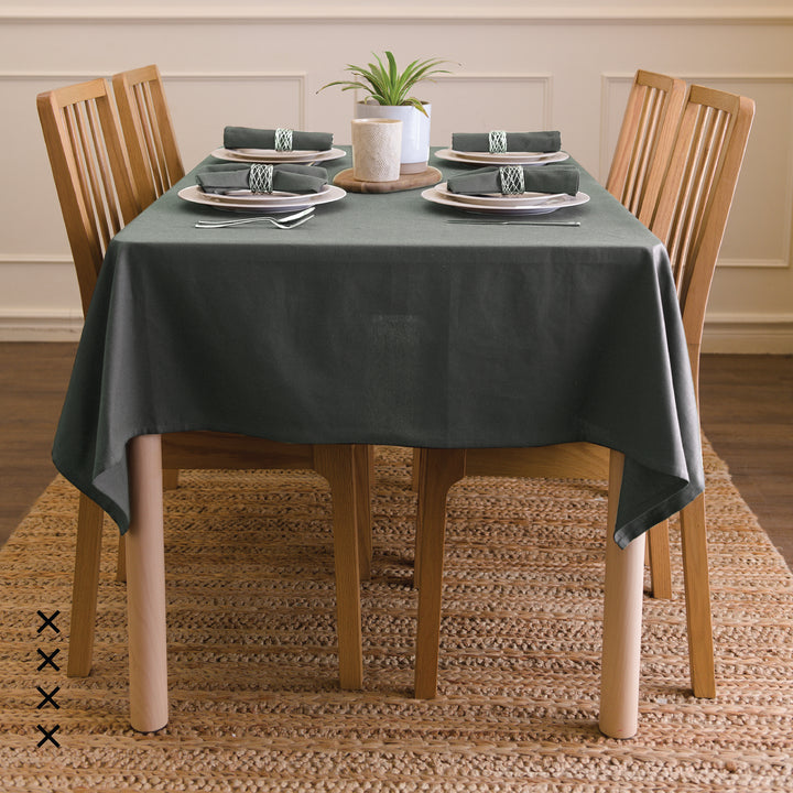 Cotton Charcoal Grey Table Cloth (Pack of 1)