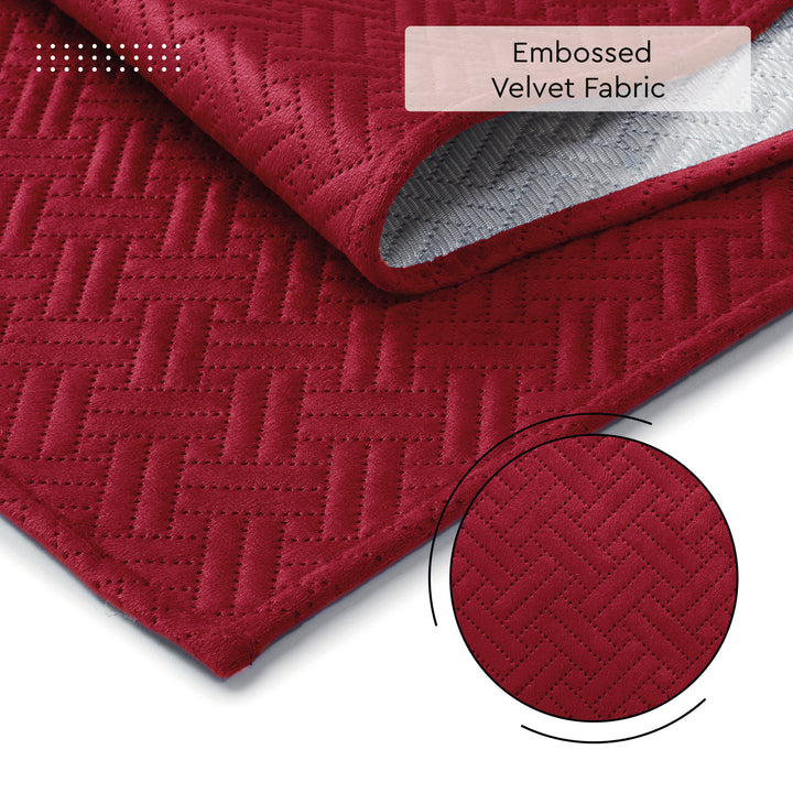 Quilted Velvet Red Table Runner