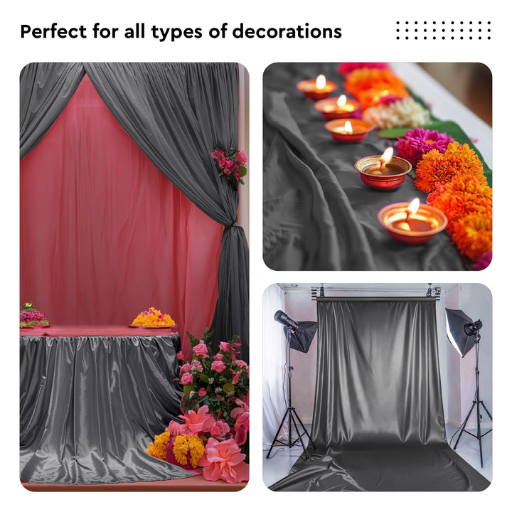 Satin Polyester Silk Grey Fabric