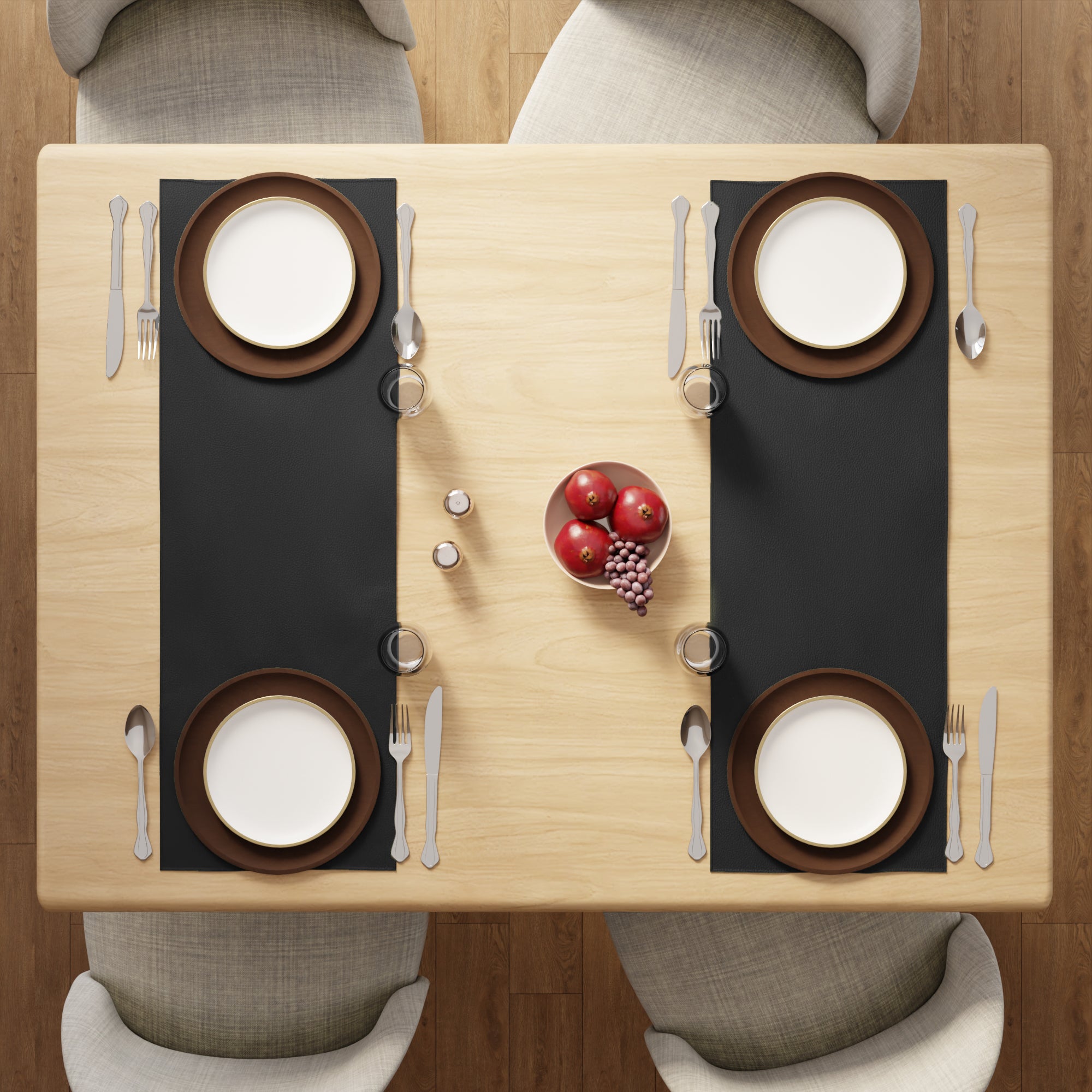 PVC Leather Black Table Runner (Pack of 1)