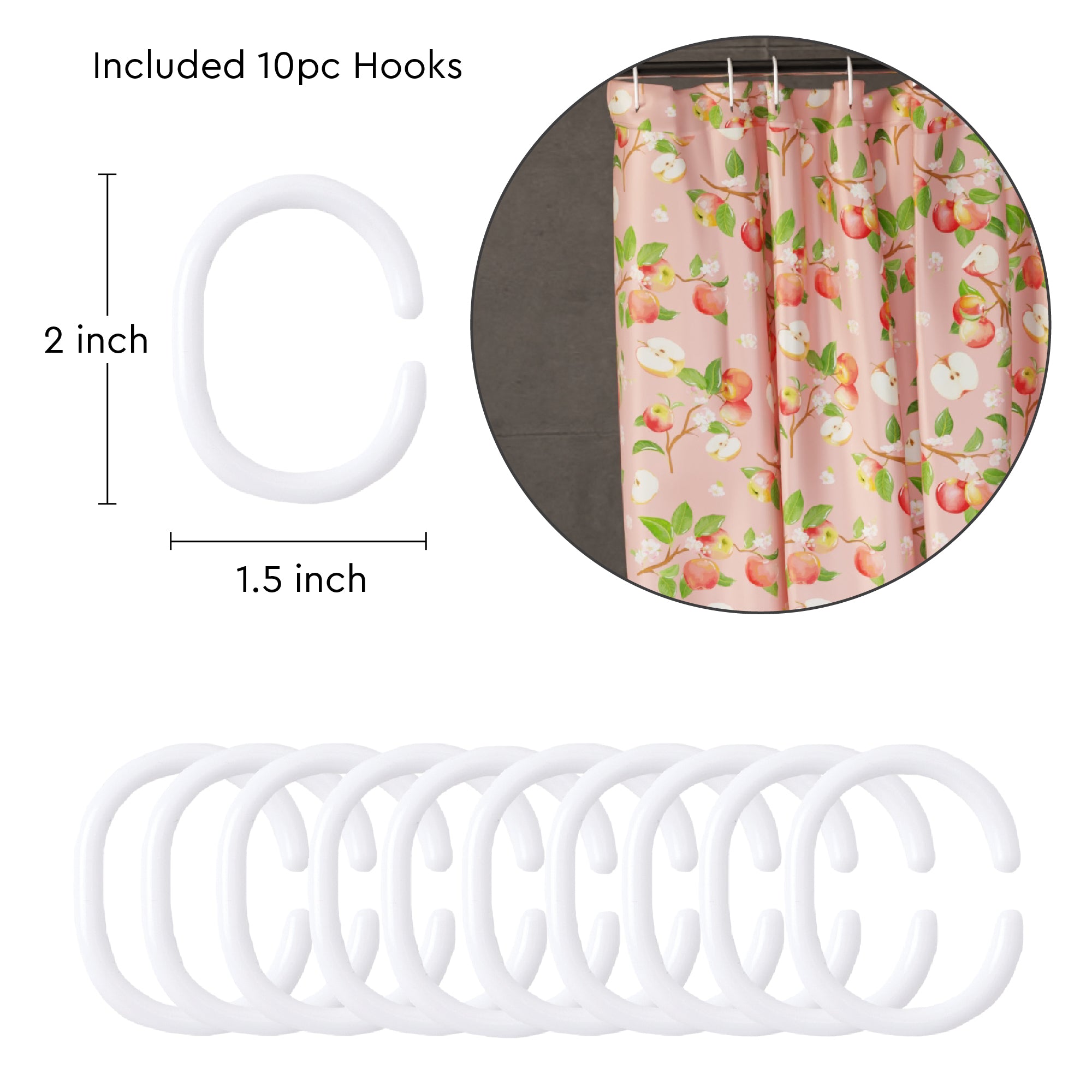 Polyester Apple Shower Curtain (Pack of 1)