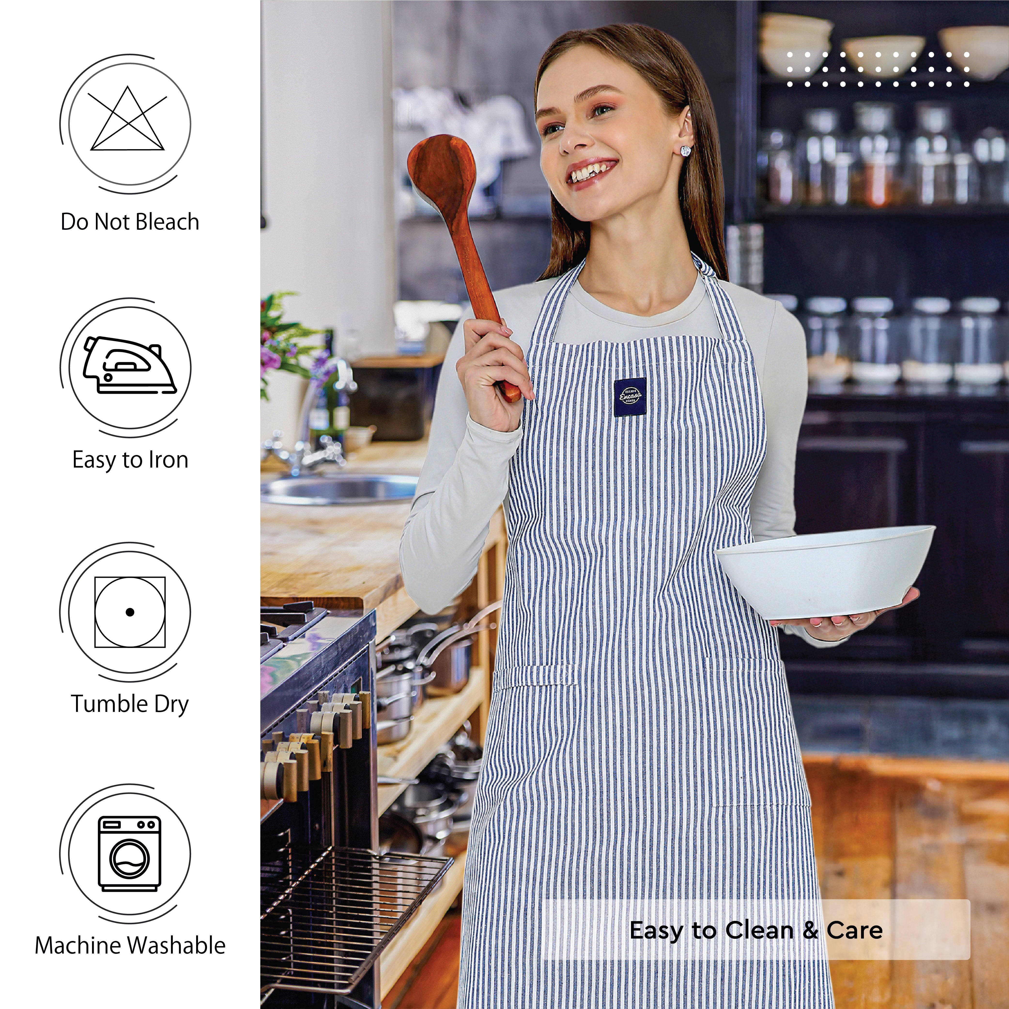 Cotton Ticking Black Apron (Pack of 1)