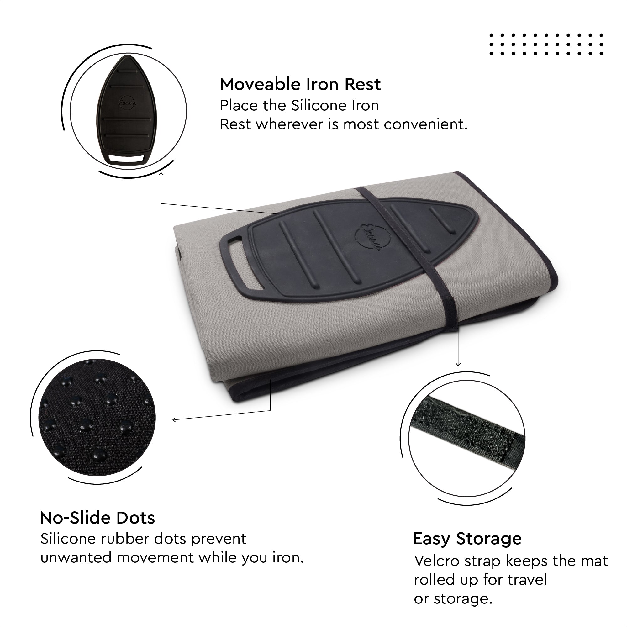 Cotton Grey Luxury Anti-Slip & Table Protector Ironing Mat (Pack of 1)