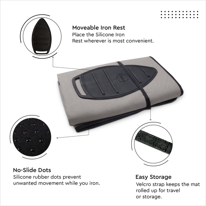 Cotton Grey Luxury Antiskid Ironing Mat (Pack of 1)