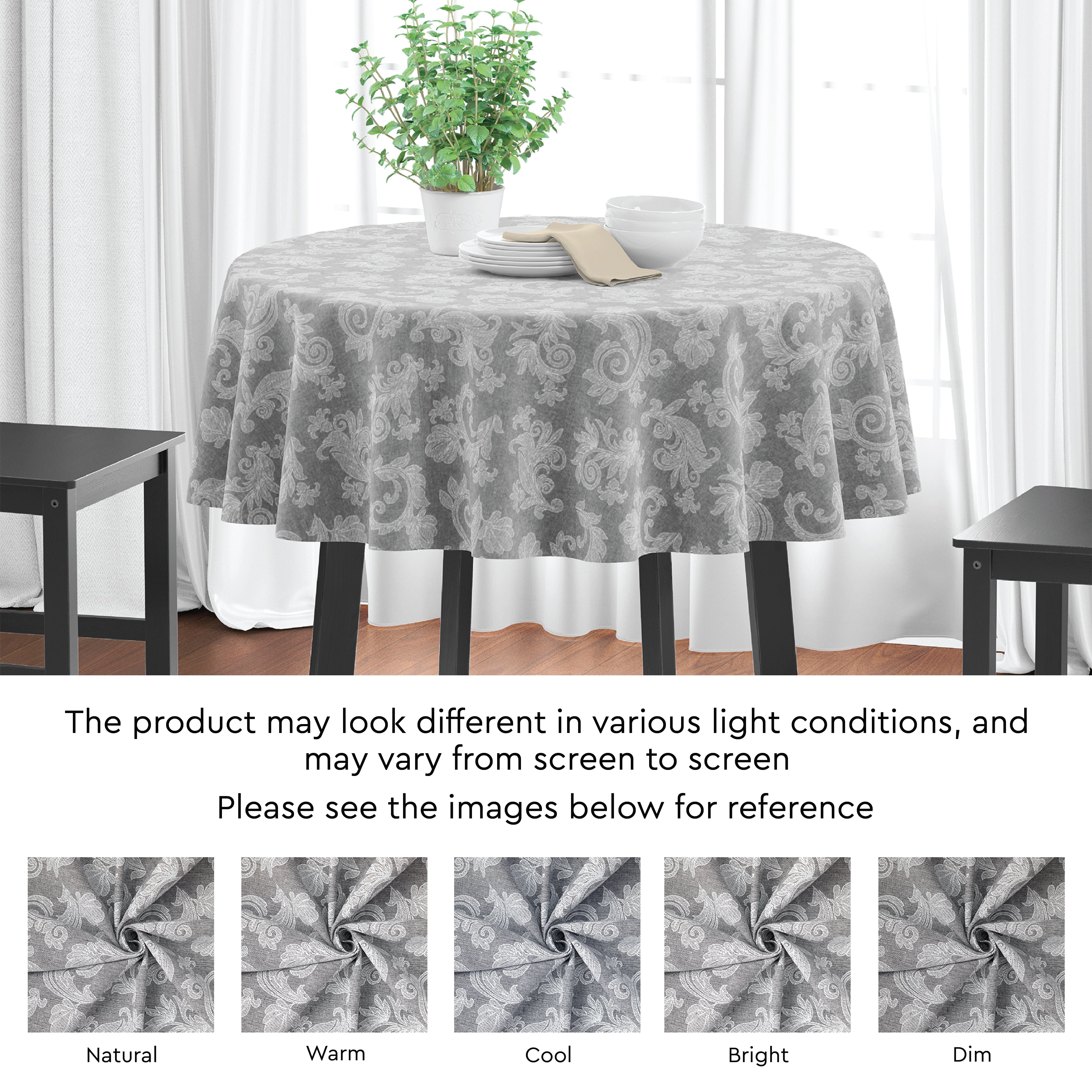 Cotton chambray Grey Table Cloth (Pack of 1)
