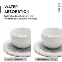 Cotton Light Grey & Off White Coaster