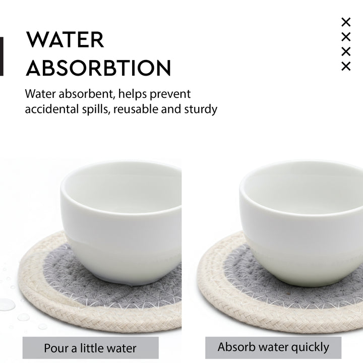 Cotton Light Grey & Off White Coaster