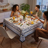 Spun Polyester Indigo Table Cloth (Pack of 1)
