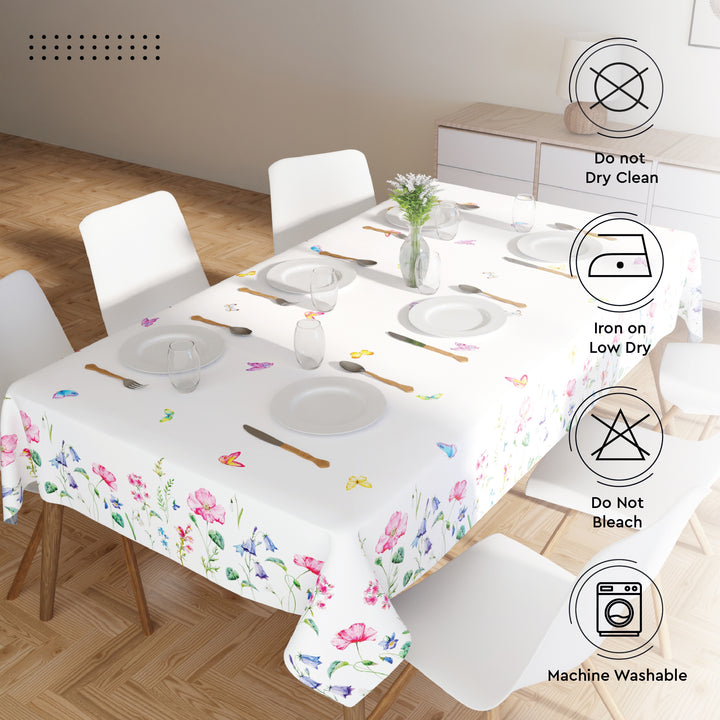 WR Spun Polyester Pink Butterflies Printed Table Cloth (Pack of 1)