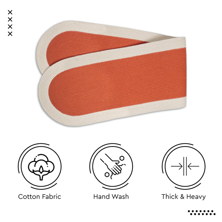 Cotton Coral & Off White Table Runner (Pack of 1)