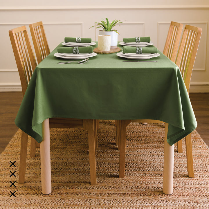 Canvas Leaf Green Table Cloth (Pack of 1)