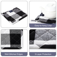 Cotton Buffalo Black Checks Pot Holders (Pack of 2)