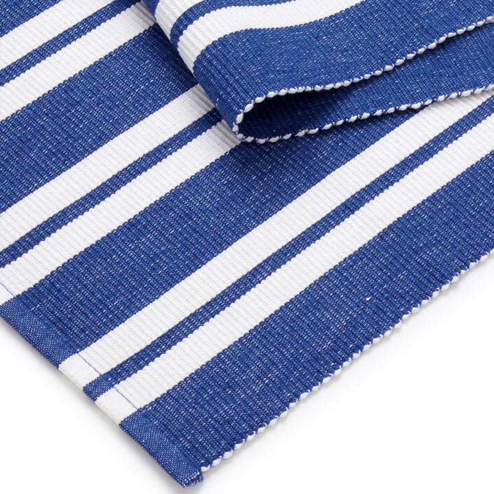 Cotton Franca Blue Stripes Table Runner (Pack of 1)