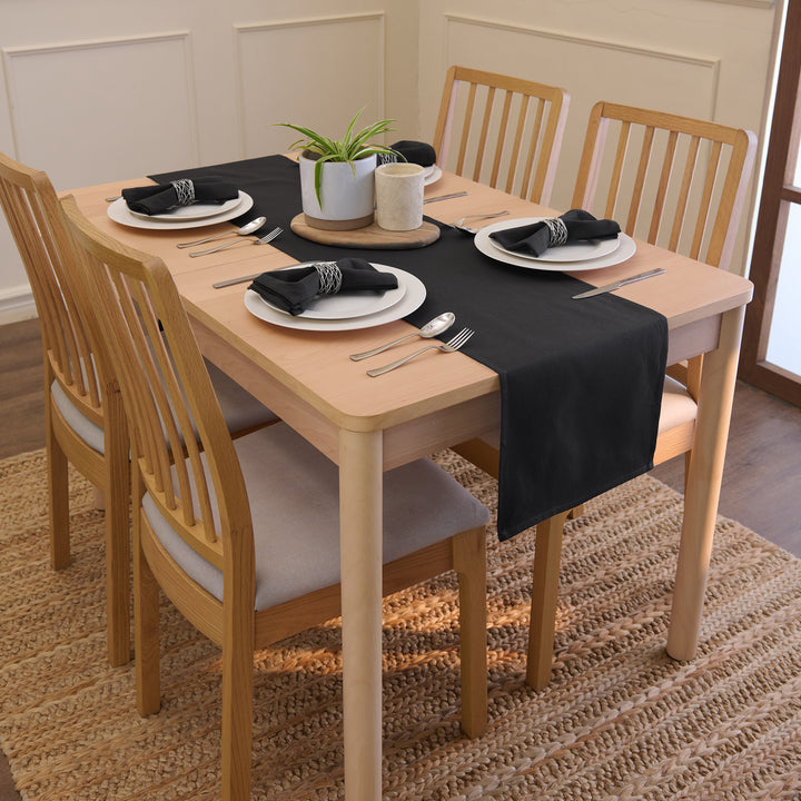 Cotton Jet Black Table Napkins (Pack of 4)