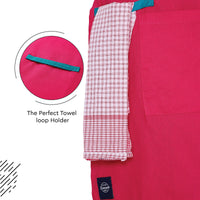 Cotton Hot Pink Apron (Pack of 1)