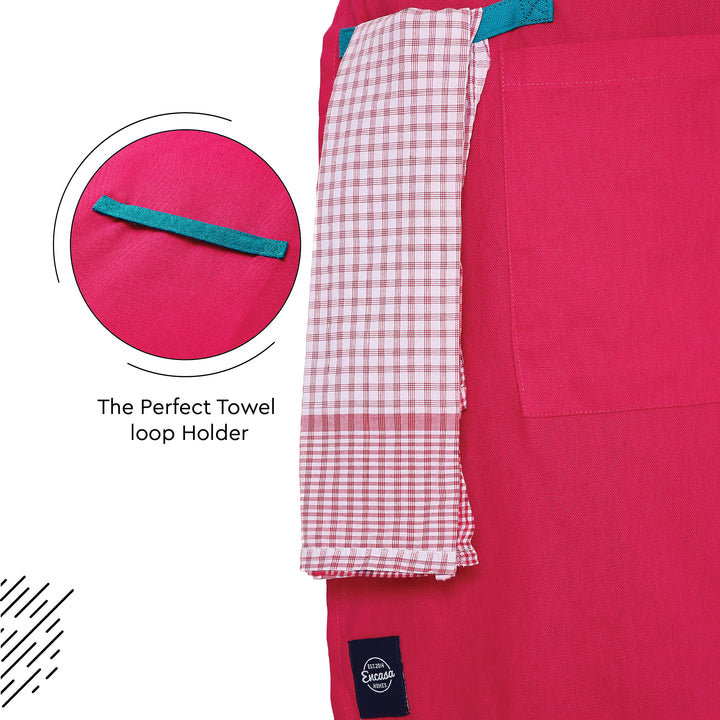Cotton Hot Pink Apron (Pack of 1)