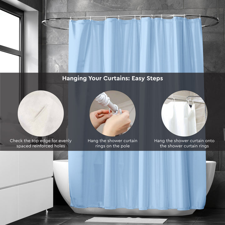 Polyester Blue Shower Curtain (Pack of 1)
