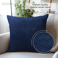 Quilted Velvet Navy Blue Cushion Cover (Pack of 2)