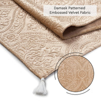 Embossed Velvet Beige Table Runner