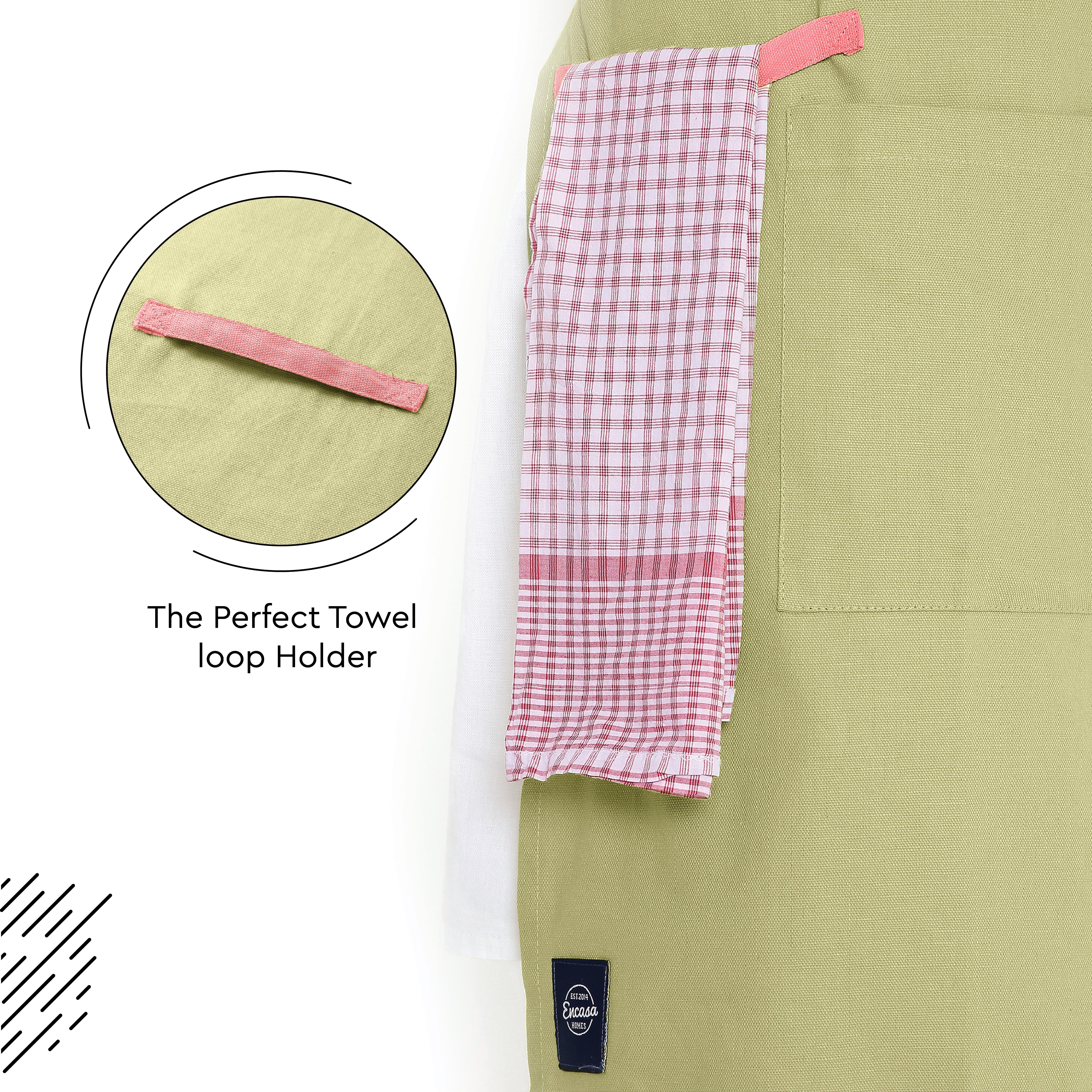 Yarn Dyed Cotton Sage & Coral Apron (Pack of 1)