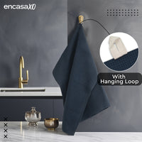 Cotton Navy Blue Kitchen Towel (Pack of 4)