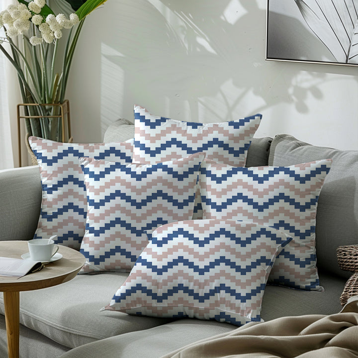 Micro Chevron Blue Cushion Cover