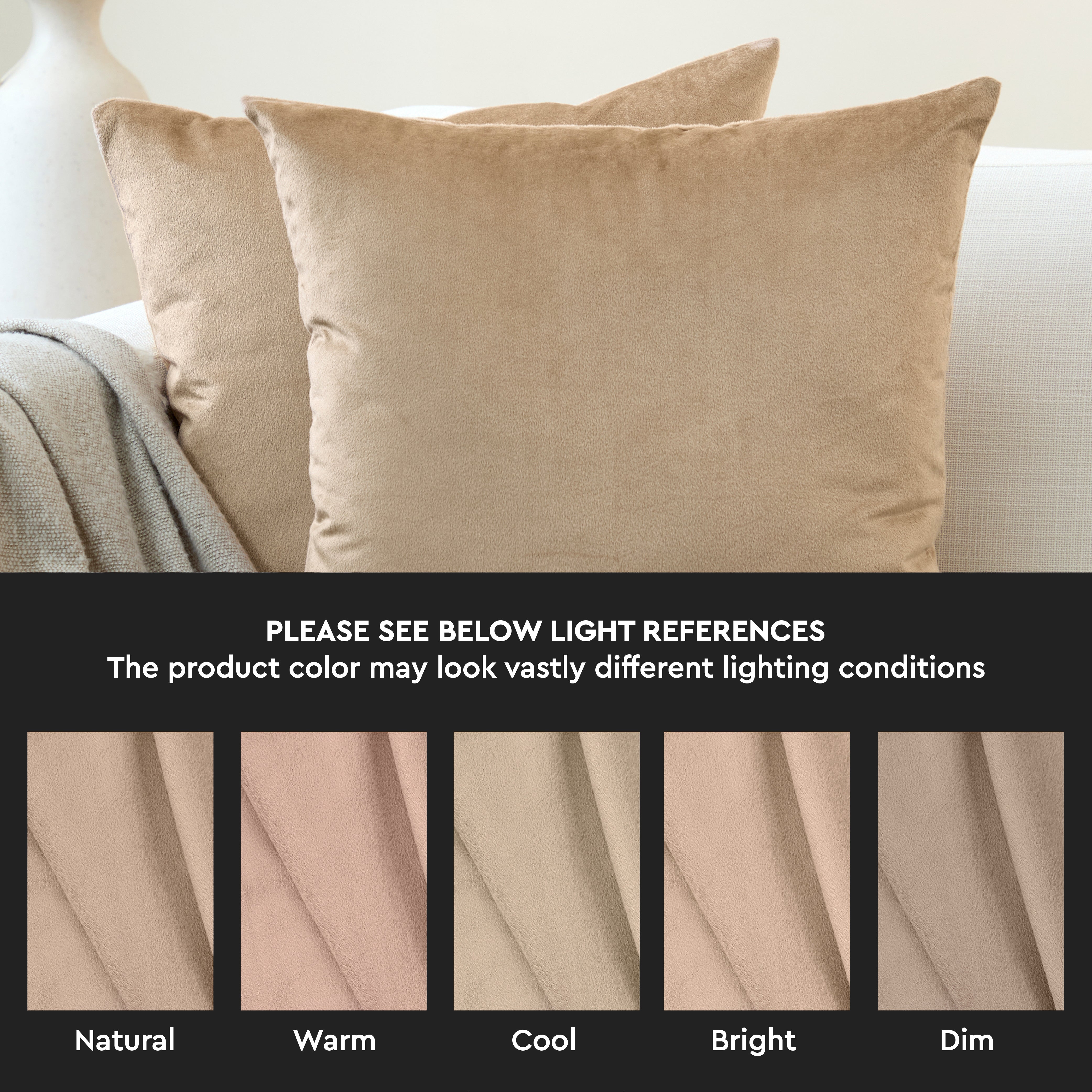 Velvet Beige Cushion Cover (Pack of 2)
