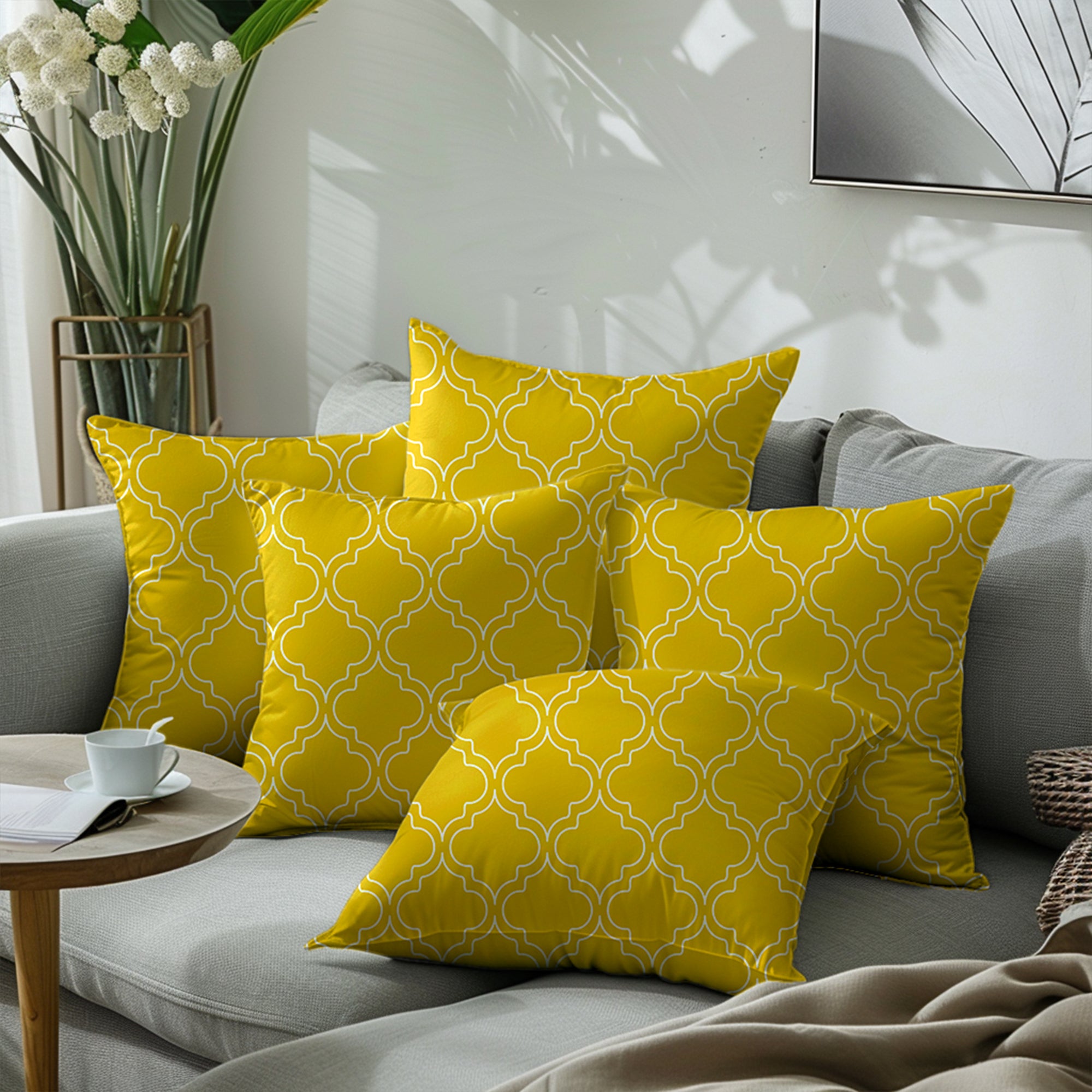Micro Yellow Trellis Cushion Cover (Pack of 5)