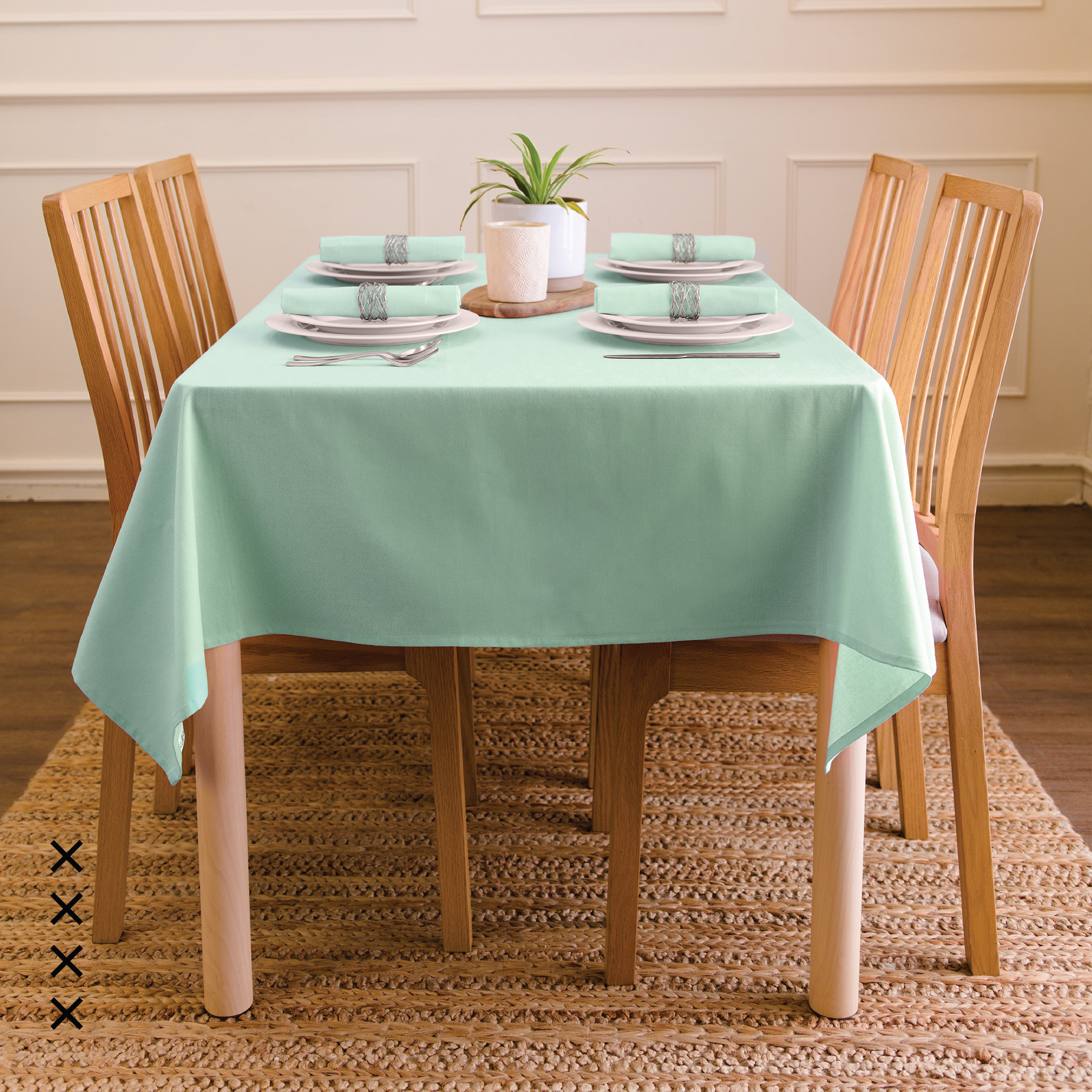 Cotton Mint Green Table Cloth (Pack of 1)