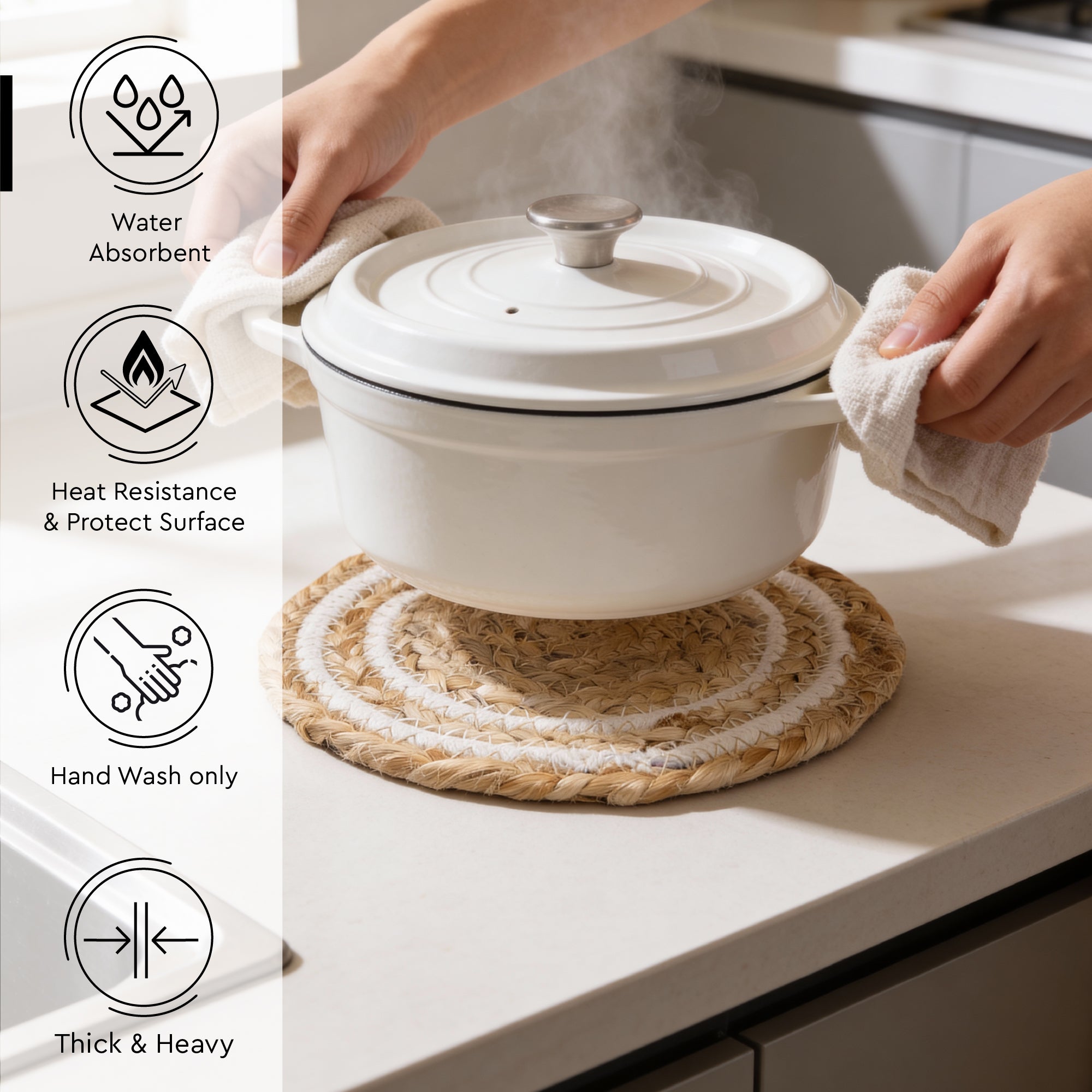 Jute Off White & Jute Natural Bleach Trivet