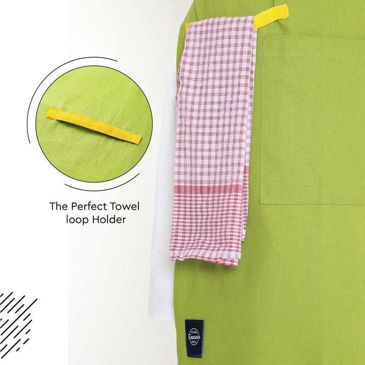 Cotton Lime Green Apron (Pack of 1)