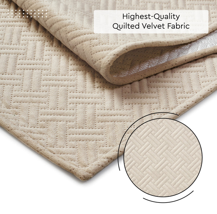 Quilted Velvet Beige Table Runner