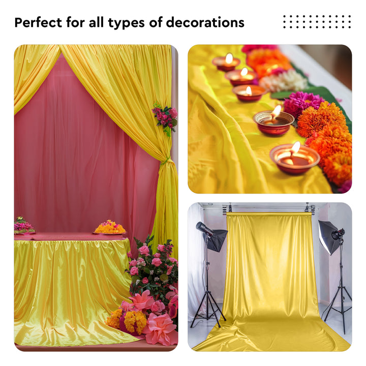 Satin Polyester Silk Yellow Fabric