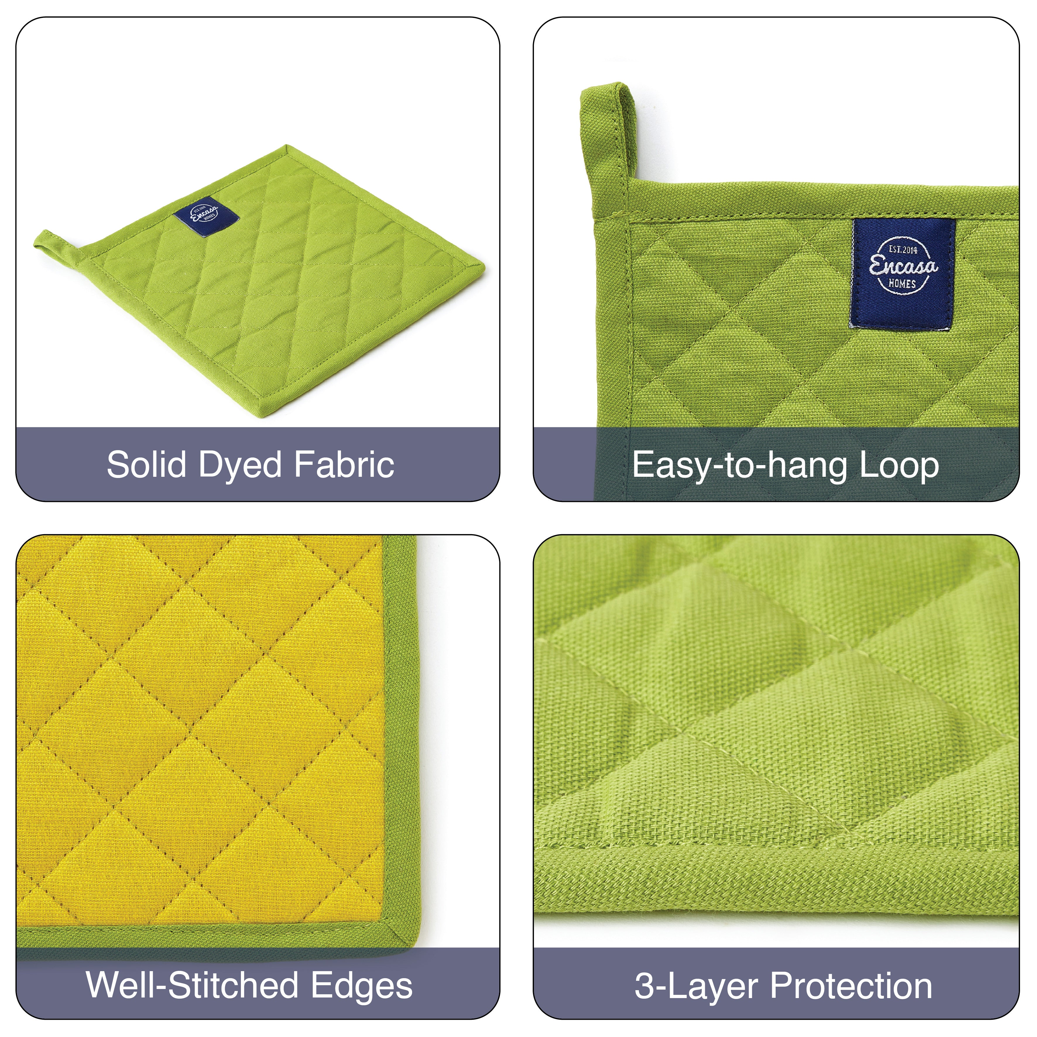 Cotton Lime Green Pot Holders (Pack of 2)